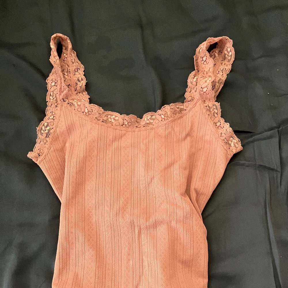 Dusty Rose Laced Tank Top